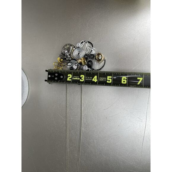 Vintage Bumble Bee Gemstone Statement Wire Wrap Handmade Necklace Rhinestone - Picture 4 of 5